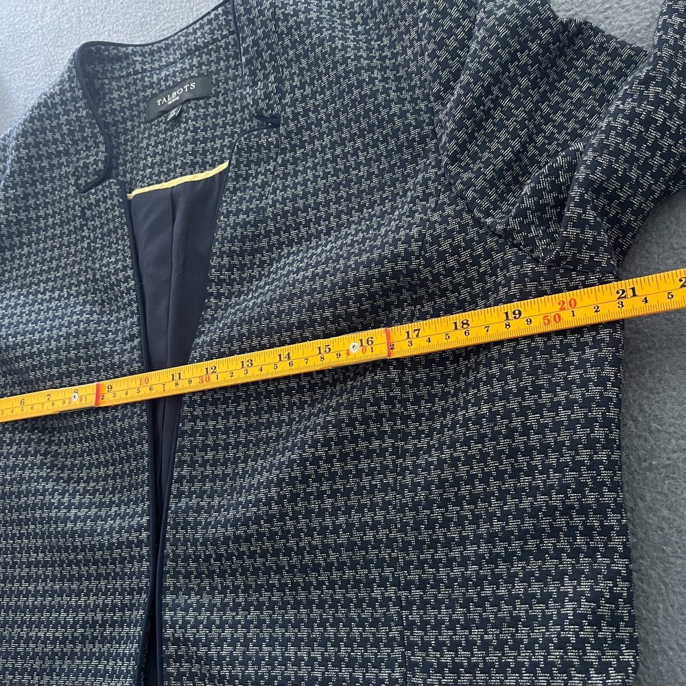Talbots‎ 14P Petite Navy Gray Houndstooth Open Front Blazer Career Jacket - Picture 10 of 11